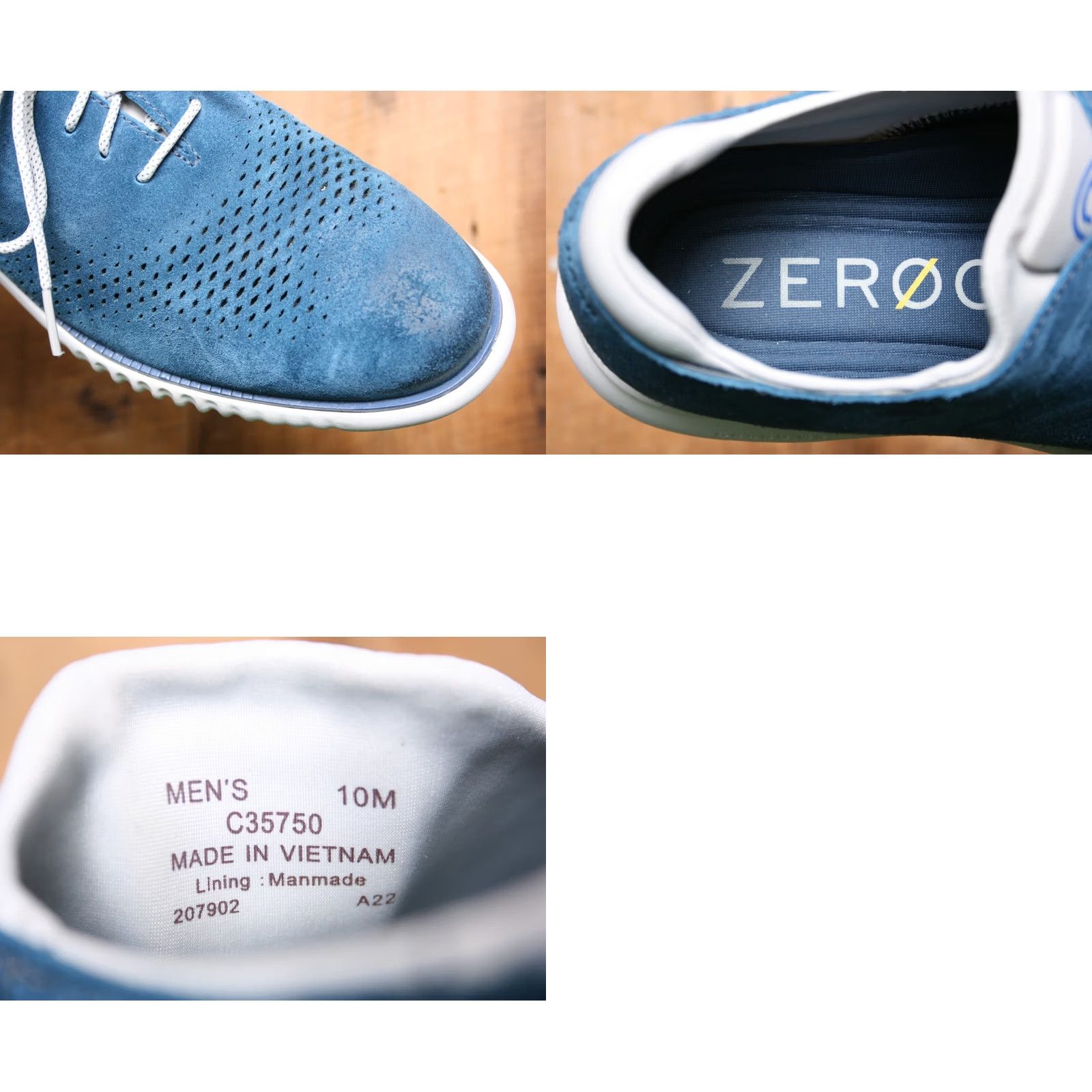Cole Haan COLE HAAN 2.Zerogrand Laser Moonlit Ocean Suede Wingtip Oxfords Sz. 10M Mens Casual Lace Up Blue Leather/Suede Wingtip Oxford Shoes Size US 10 / EU 43 - 8 Thumbnail