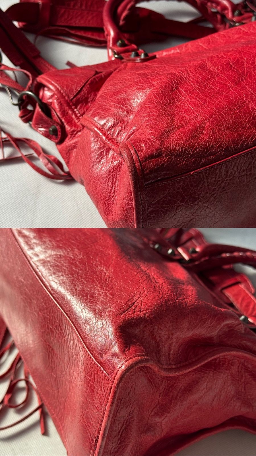 Balenciaga Authentic Balenciaga Red City Bag Real Leather Handbag Size ONE SIZE - 16 Thumbnail