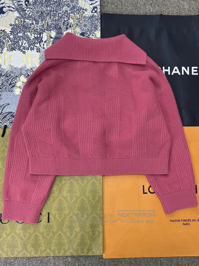 Hermes Hermes Pink Logo Collar Sweater Size XXS / US 00 / IT 34 - 2 Thumbnail
