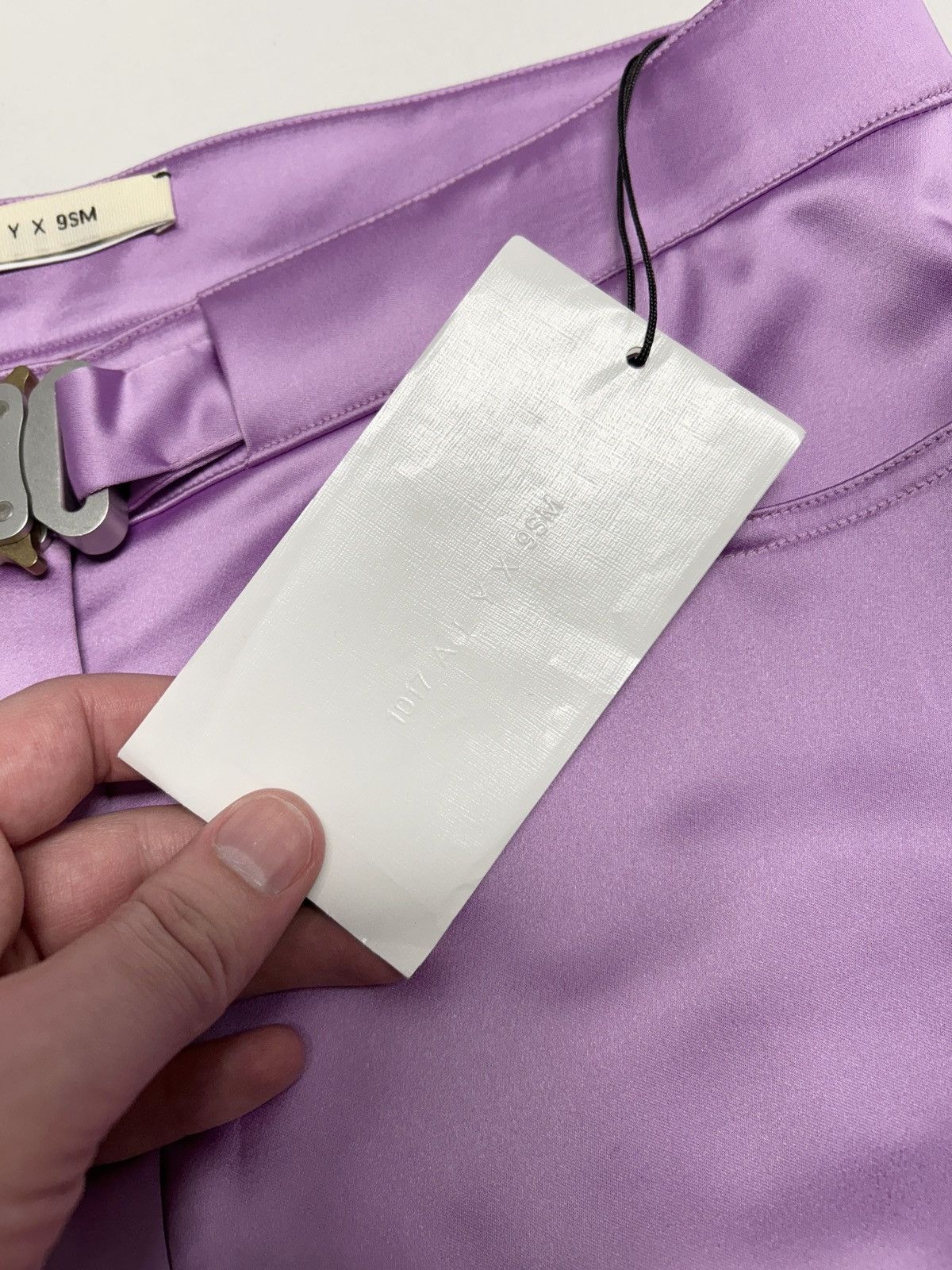 1017 ALYX 9SM SS2023 Purple Satin Rollercoaster Buckle Flared Pant Size US 31 - 8 Thumbnail
