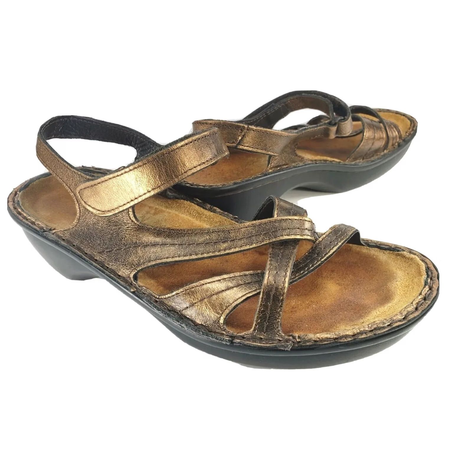 Vintage Naot Sandal Women's 7-7.5M or 38EU Copper Brown Leather Strappy Low Heel Size US 7.5 / IT 37.5 - 2 Thumbnail