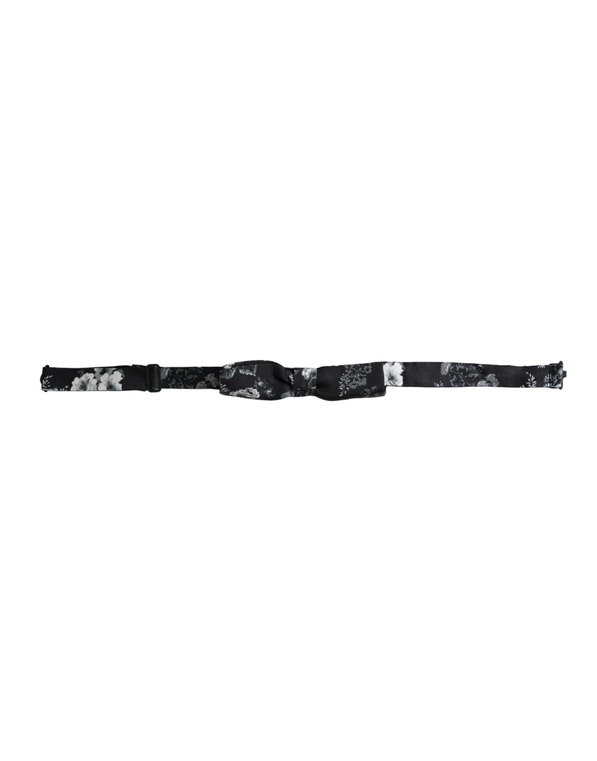 Dolce & Gabbana Black Floral Silk Adjustable Neck Men Bow Men's Tie Size ONE SIZE - 1 Thumbnail