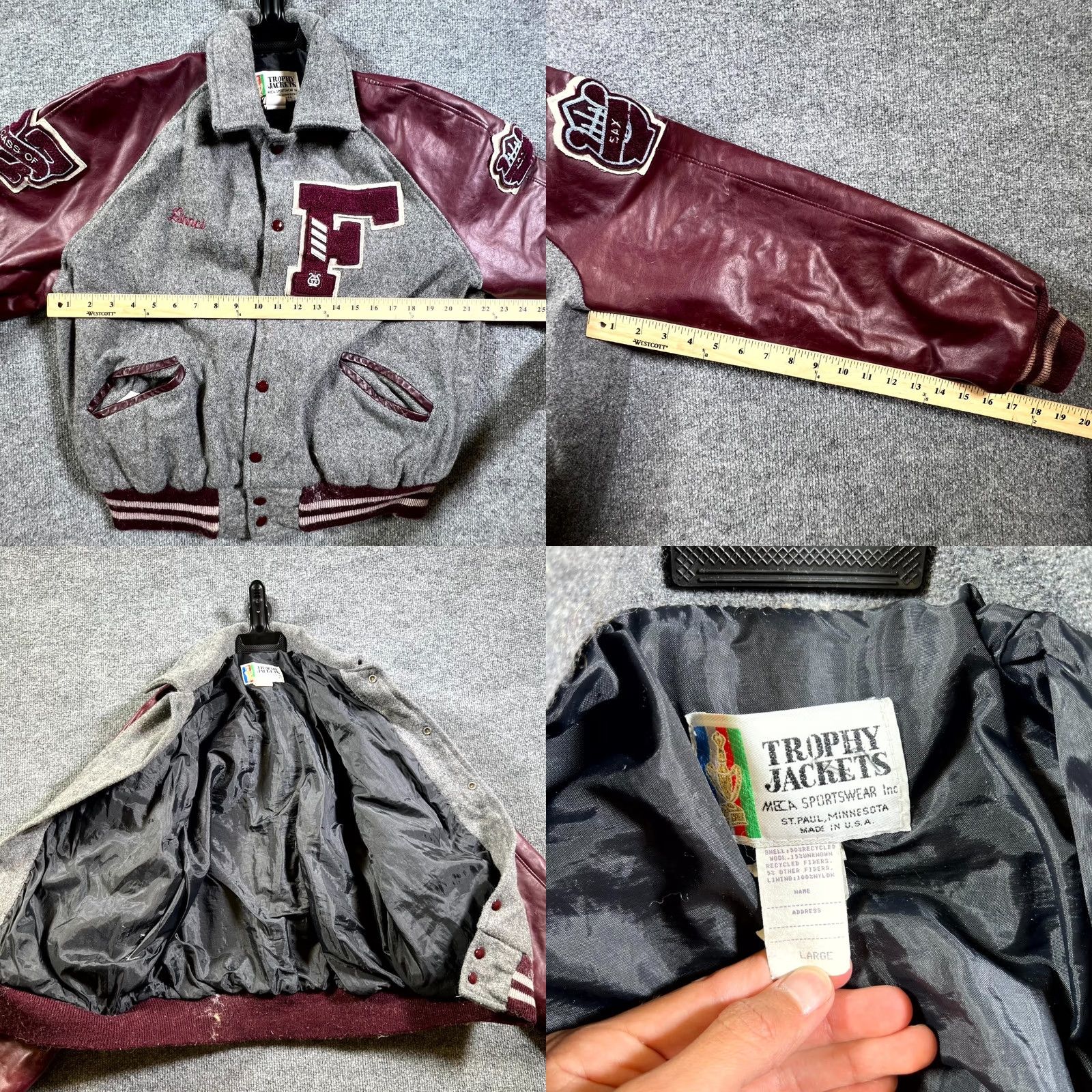 Etro VINTAGE Trophy Jackets Meca Sportswear Varsity Jacket Mens L Maroon Gray Retro Jacket Mens L Maroon Gray 90s Classic Size US L / EU 52-54 / 3 - 8 Thumbnail