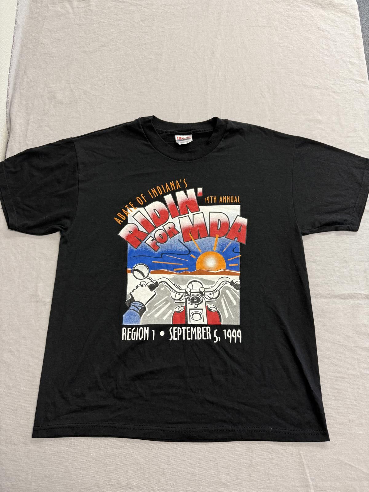 Hanes VTG Biker T-shirt Ridin for MDA 1999 Abate of Indiana L Size US L / EU 52-54 / 3 - 1 Thumbnail