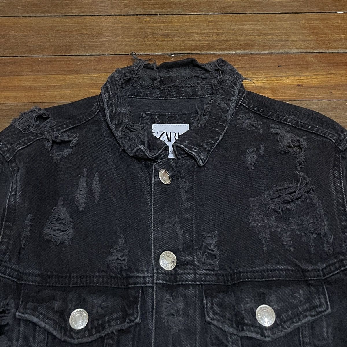 Zara Rare Design Brand Zara Distressed Denim Trucker Jacket 2000s Size US M / EU 48-50 / 2 - 3 Thumbnail