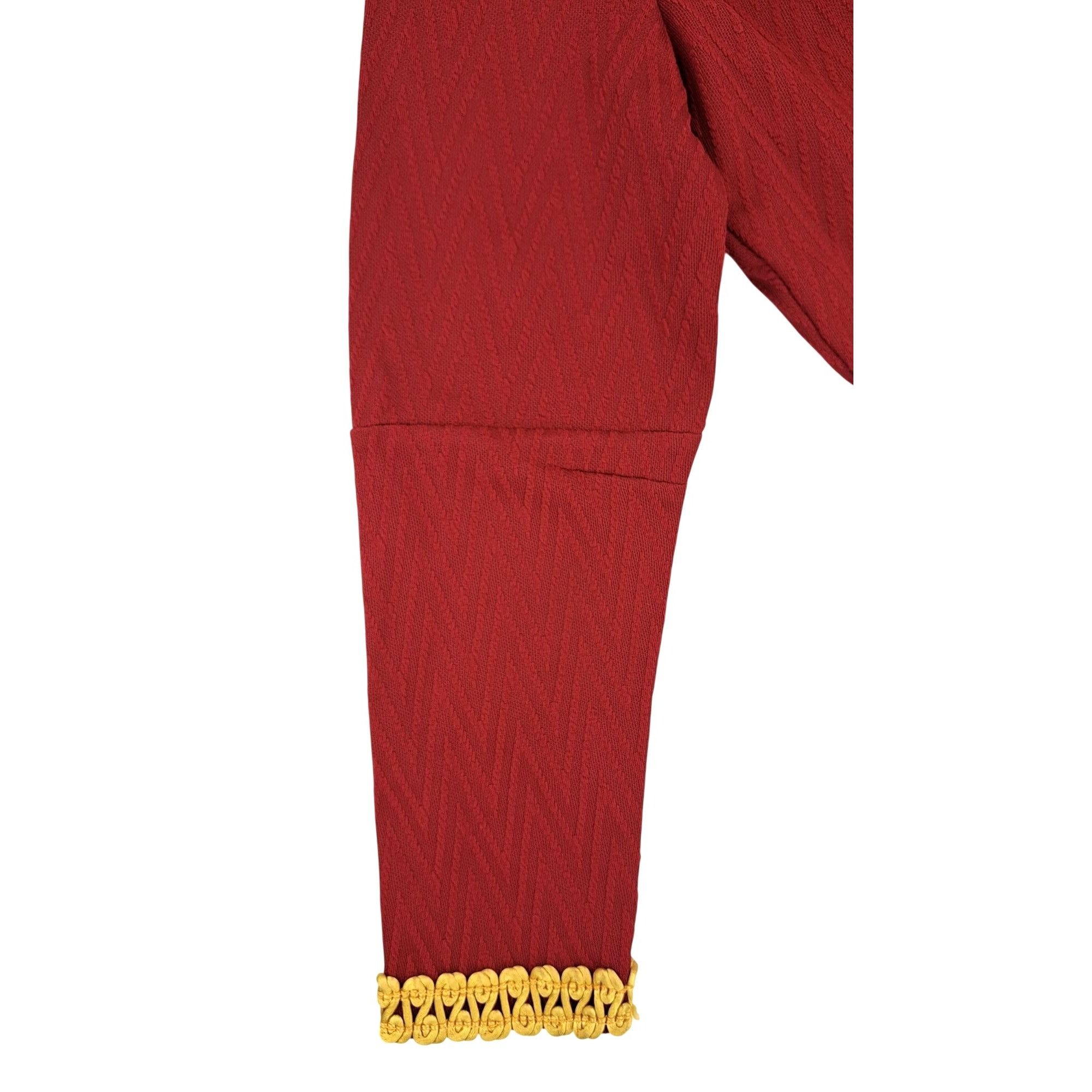 Handmade Vintage Handmade Maroon Dress Gold Gimp Trim Long Sleeve Size M / US 6-8 / IT 42-44 - 9 Thumbnail