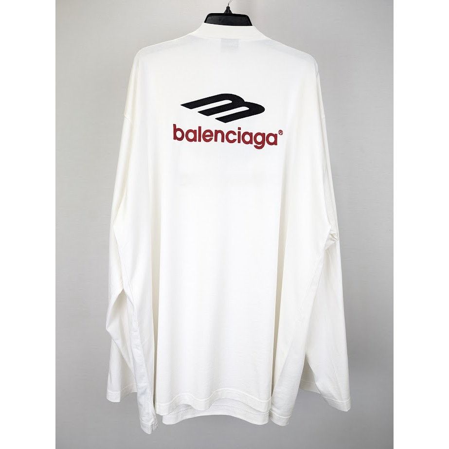Balenciaga o1rshd1 Q:2 / Oversize Long Sleeve T-Shirt in White Size US XL / EU 56 / 4 - 7 Thumbnail