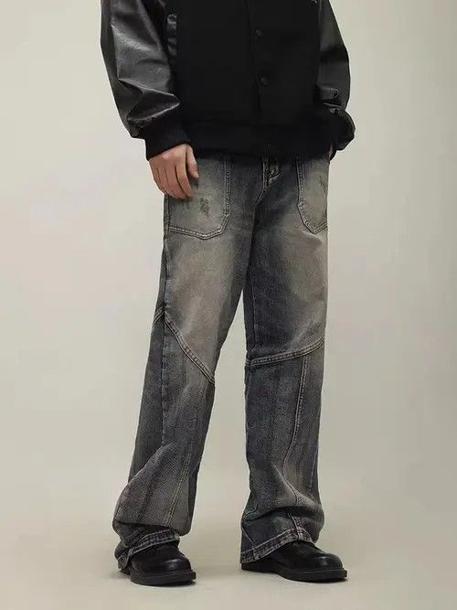 VIBE Vintage washed distressed patchwork wide-leg jeans Size US 32 / EU 48 - 7 Thumbnail