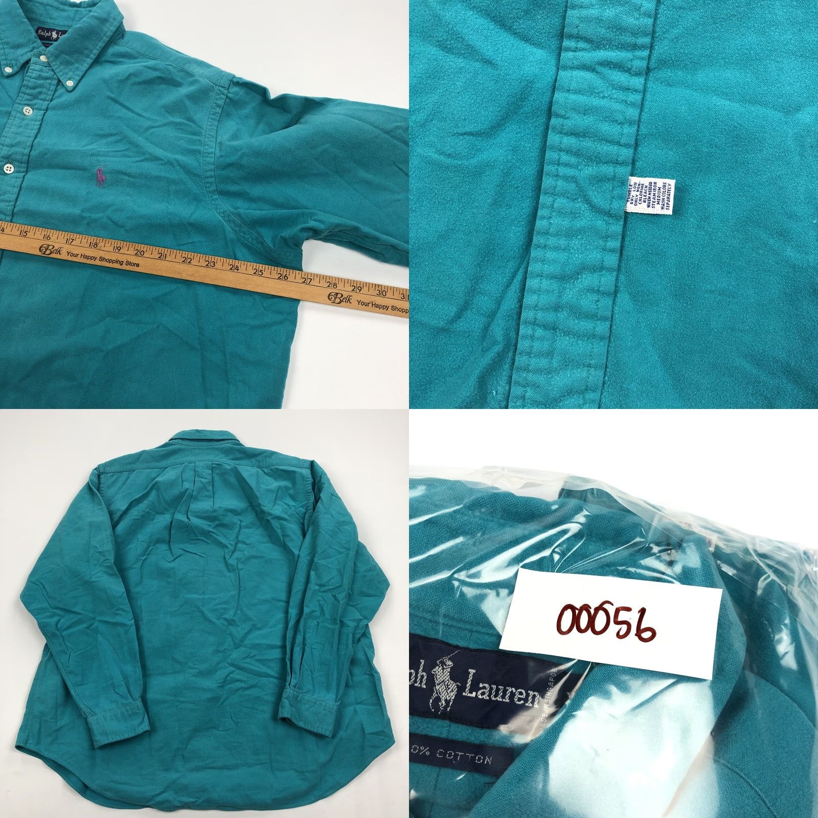 Ralph Lauren Ralph Lauren Men's XL Button-Down Shirt Teal Long Sleeve Pony Chamios Flannel Embroidered Logo Polo Pony Size US XL / EU 56 / 4 - 8 Thumbnail