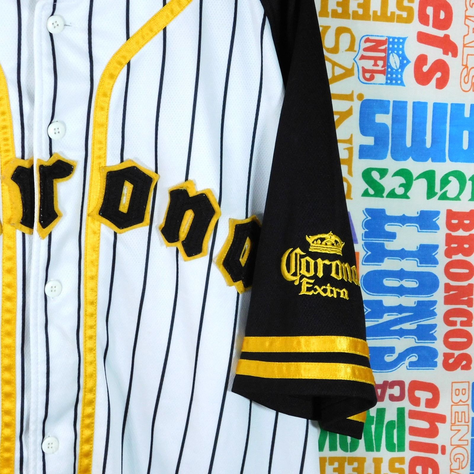 MLB Corona Beer Baseball Jersey Size XL Sewn Felt Button Front Size US XL / EU 56 / 4 - 5 Thumbnail