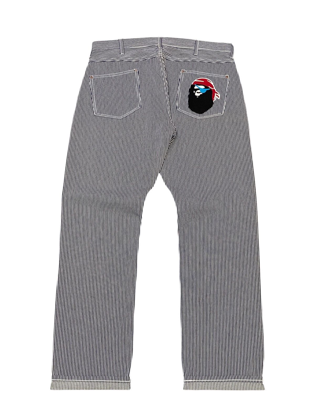 Bape A Bathing Ape Pirate Hickory Stripes Denim Pants Size US 36 / EU 52 - 3 Thumbnail