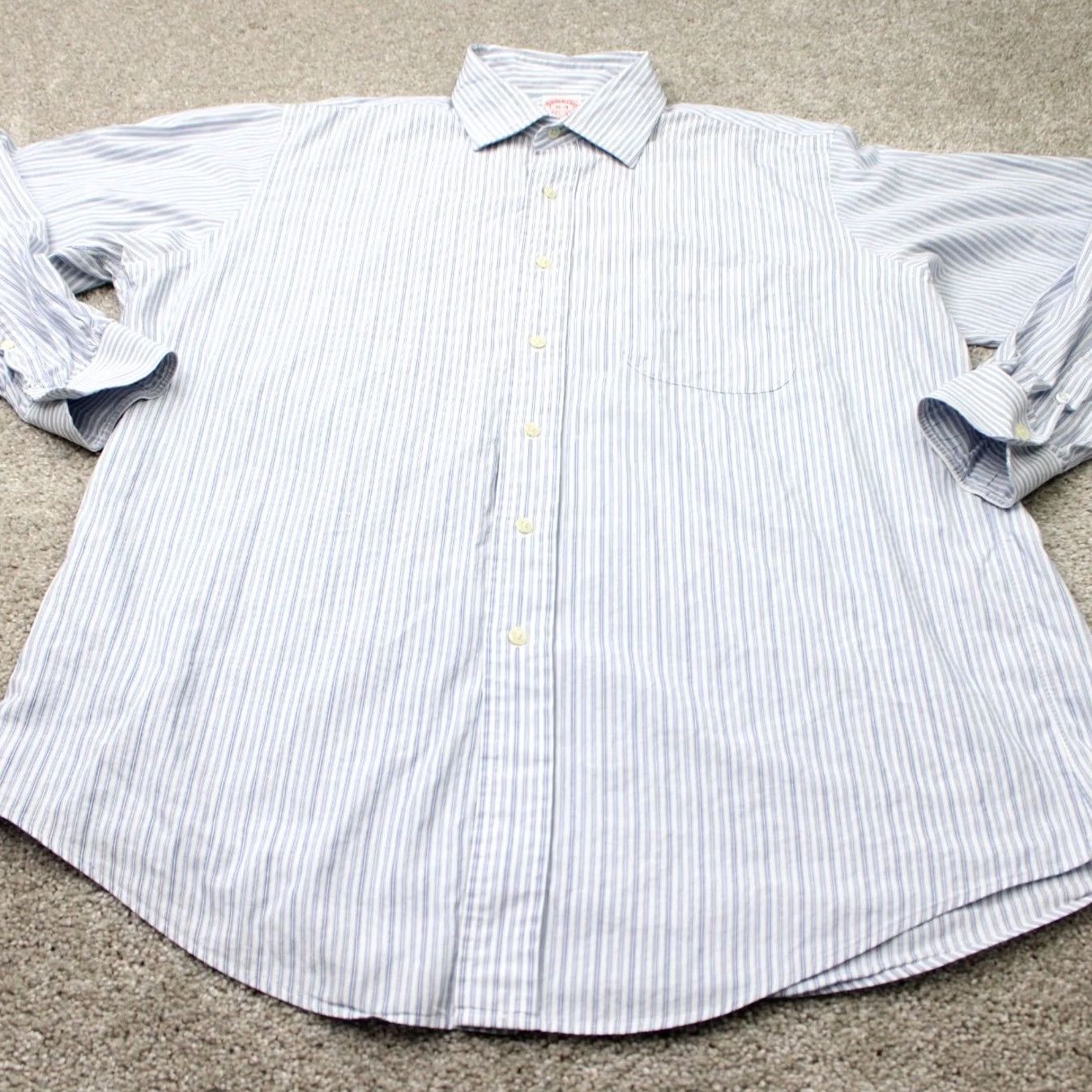 Brooks Brothers Brooks Brothers Regent Shirt Men 16, 4 Blue/White 100% Cotton Long Sleeve Button Down Shirt Mens Regular Style Classic Size US L / EU 52-54 / 3 - 3 Thumbnail