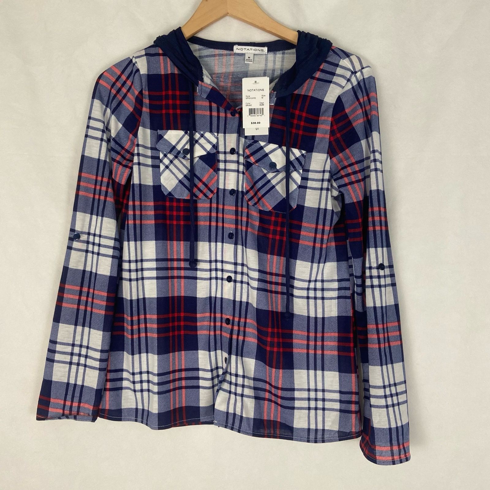 Other NWT Notations Juniors Button Up Hooded Shirt Size Medium Size M / US 6-8 / IT 42-44 - 8 Thumbnail