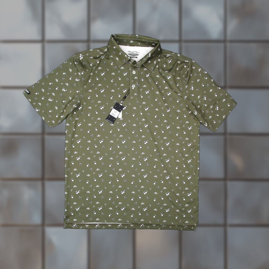 Vintage Straight Down Shirt Mens Large Green Batista Polo Performance Golf AOP Wicking Size US L / EU 52-54 / 3 - 1 Thumbnail