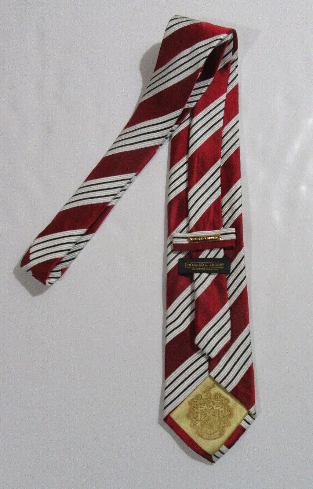 Designer Donald J. Trump Signature Collection Tie Burgundy Striped Size ONE SIZE - 2 Thumbnail