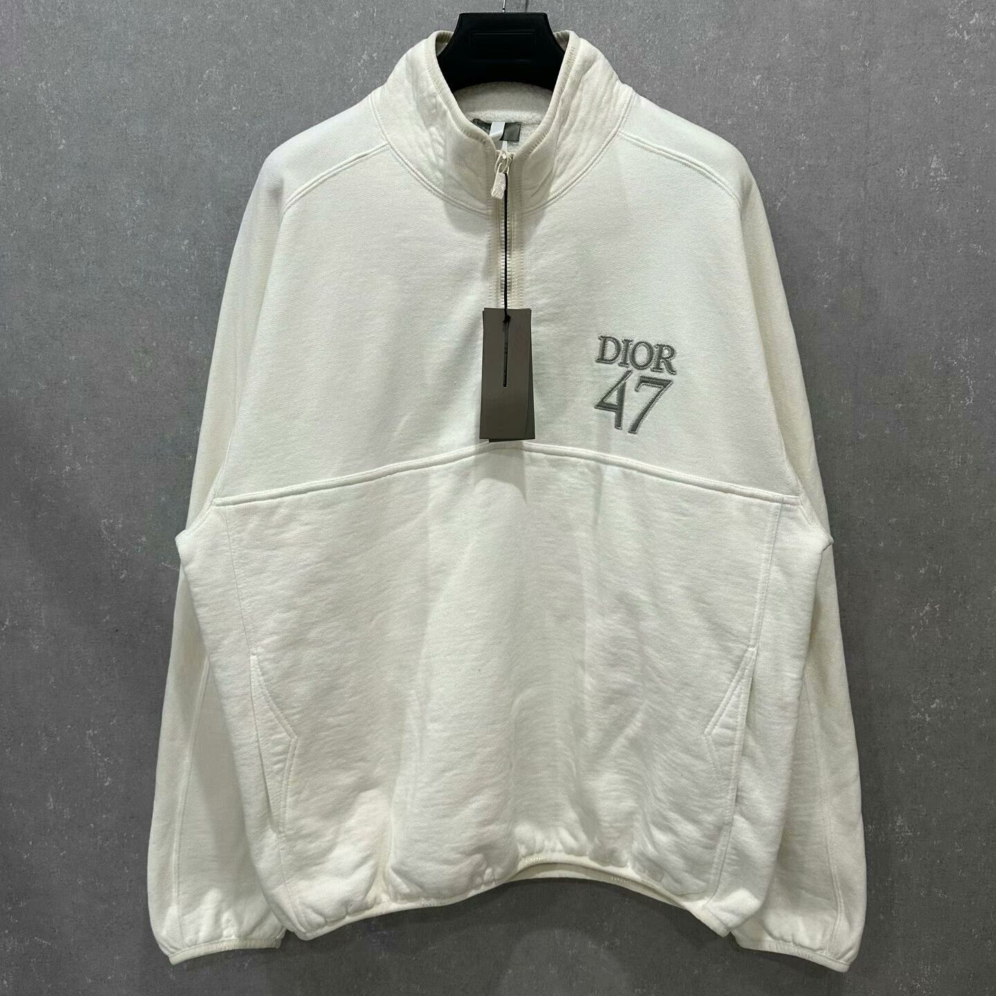dior embroidered half-zip sweatshirt size XXL