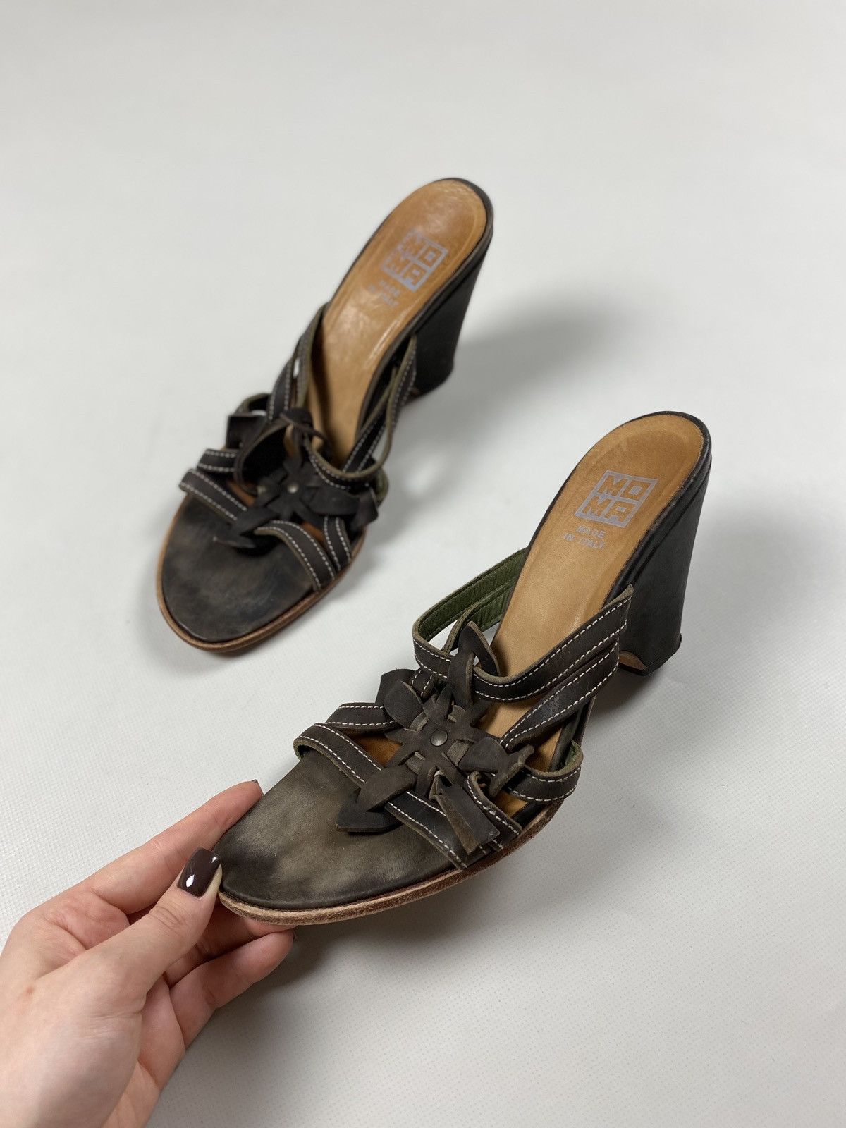 MoMA MOMA ladies avant-garde leather heeled sandals shoes size 40 Size US 10 / IT 40 - 8 Thumbnail