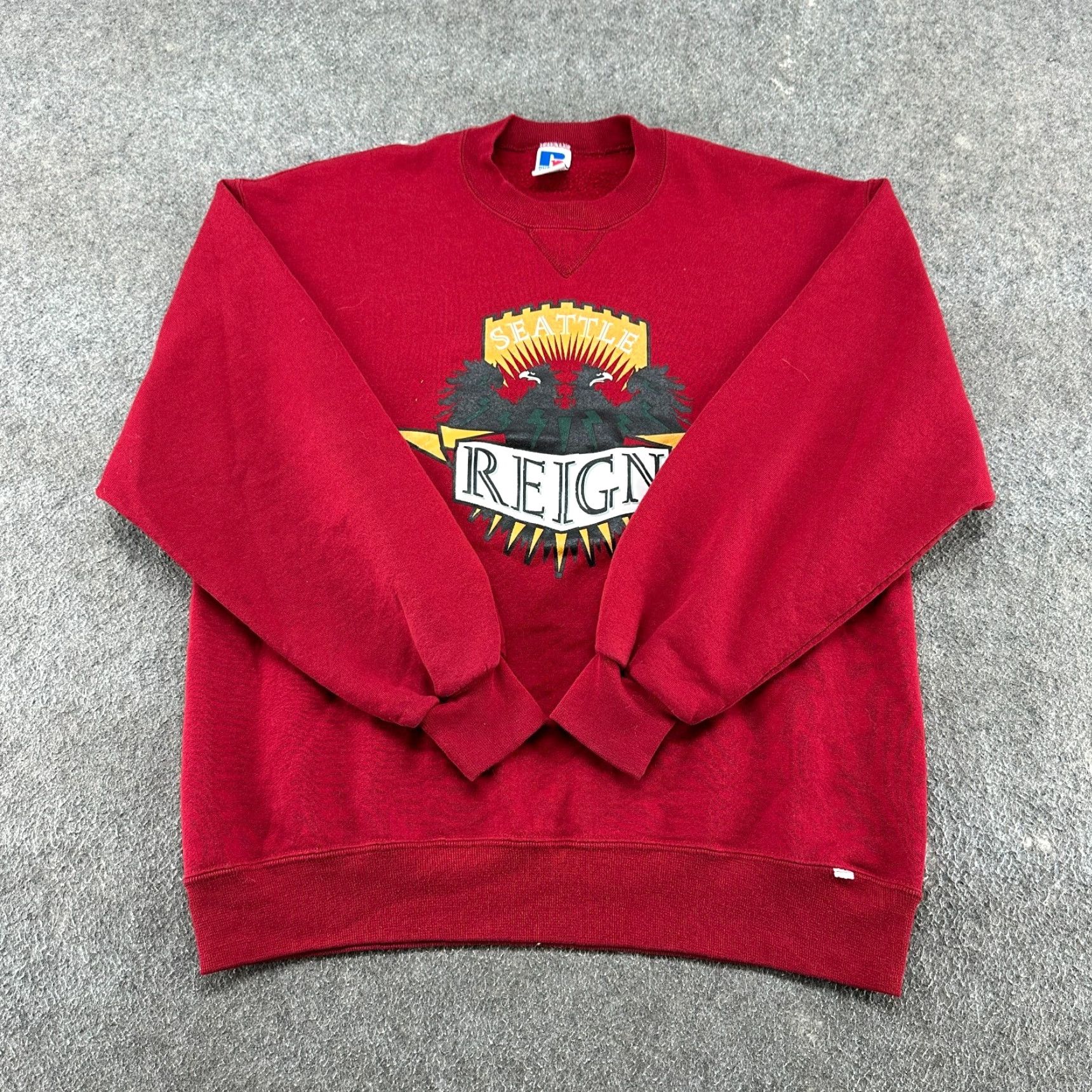 Russell Athletic VINTAGE Russell Sweatshirt Mens L Red Pullover 1/2 Zip Cotton 90s Seattle Reign Sweatshirt Size US L / EU 52-54 / 3 - 2 Thumbnail