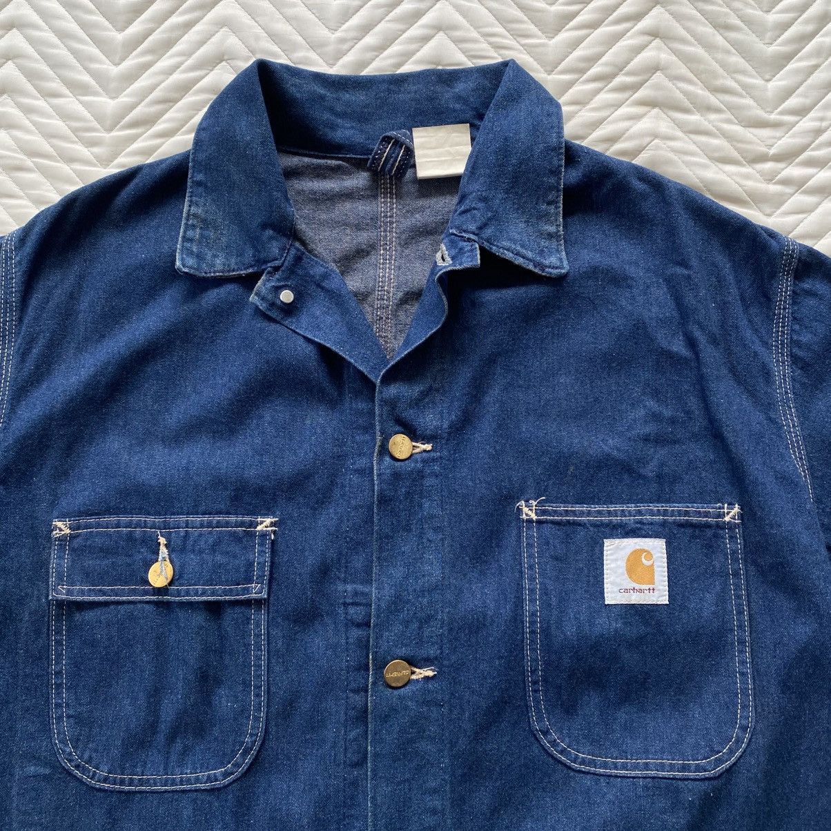Carhartt 🔨 Vintage 80s/90s Carhartt Denim Chore Jacket - Made in USA Size US L / EU 52-54 / 3 - 2 Thumbnail