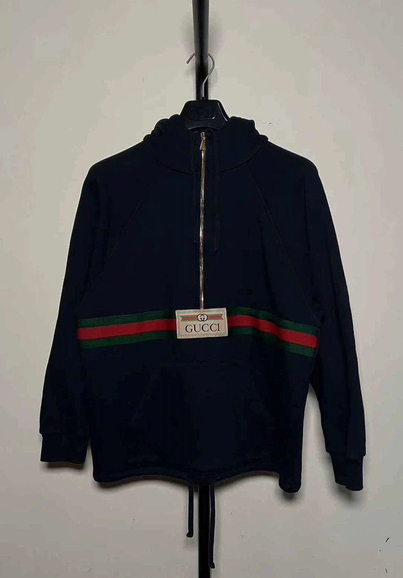 Gucci Gucci Dark Blue Zip Jacket with Logo Stripes- DMC Size US XS / EU 42 / 0 - 1 Thumbnail