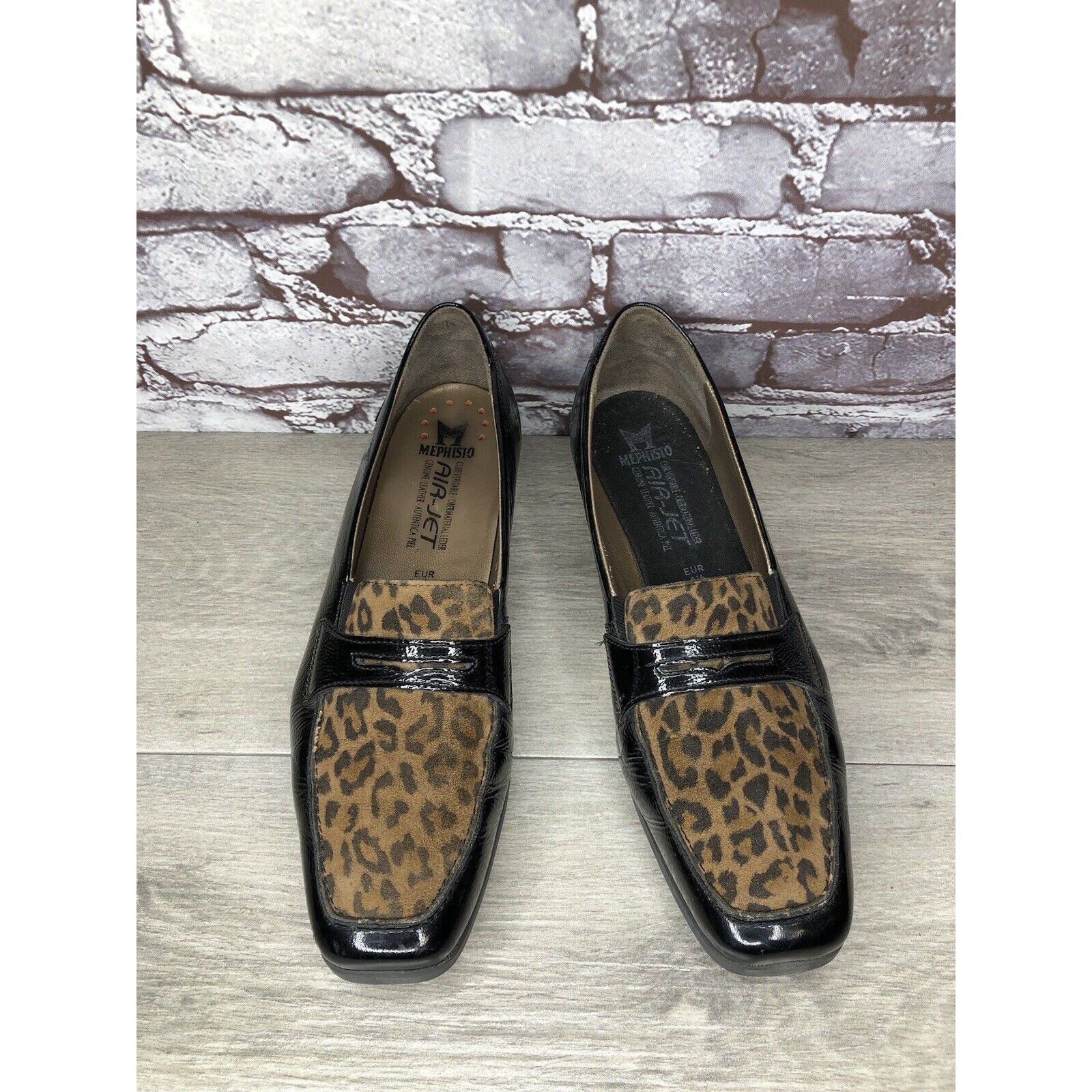 Mephisto Mephisto Air Jet Black Patent Leopard Print Penny Wedge Shoe Size US 11 / IT 41 - 2 Thumbnail