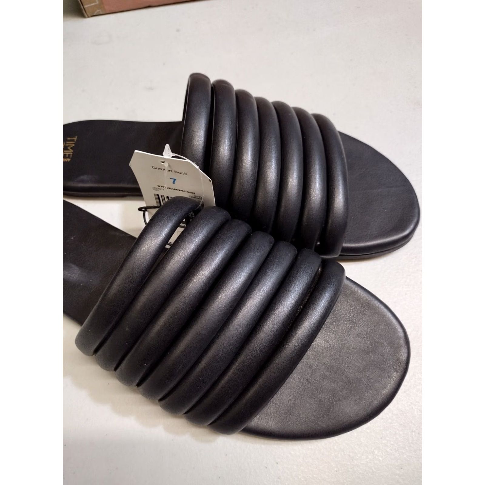 Vintage Time And Tru Black Multi-Band Slide Flat Sandals Memory Foam Size 7 Women’s Size US 7 / IT 37 - 3 Thumbnail