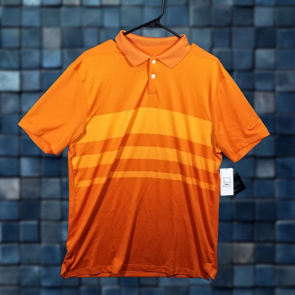 Nike Nike Golf Polo Shirt Mens M Orange Striped 100% Authentic CI7903 847 Polo Shirt Activewear Slim/Regular Fit Size US M / EU 48-50 / 2 - 1 Thumbnail