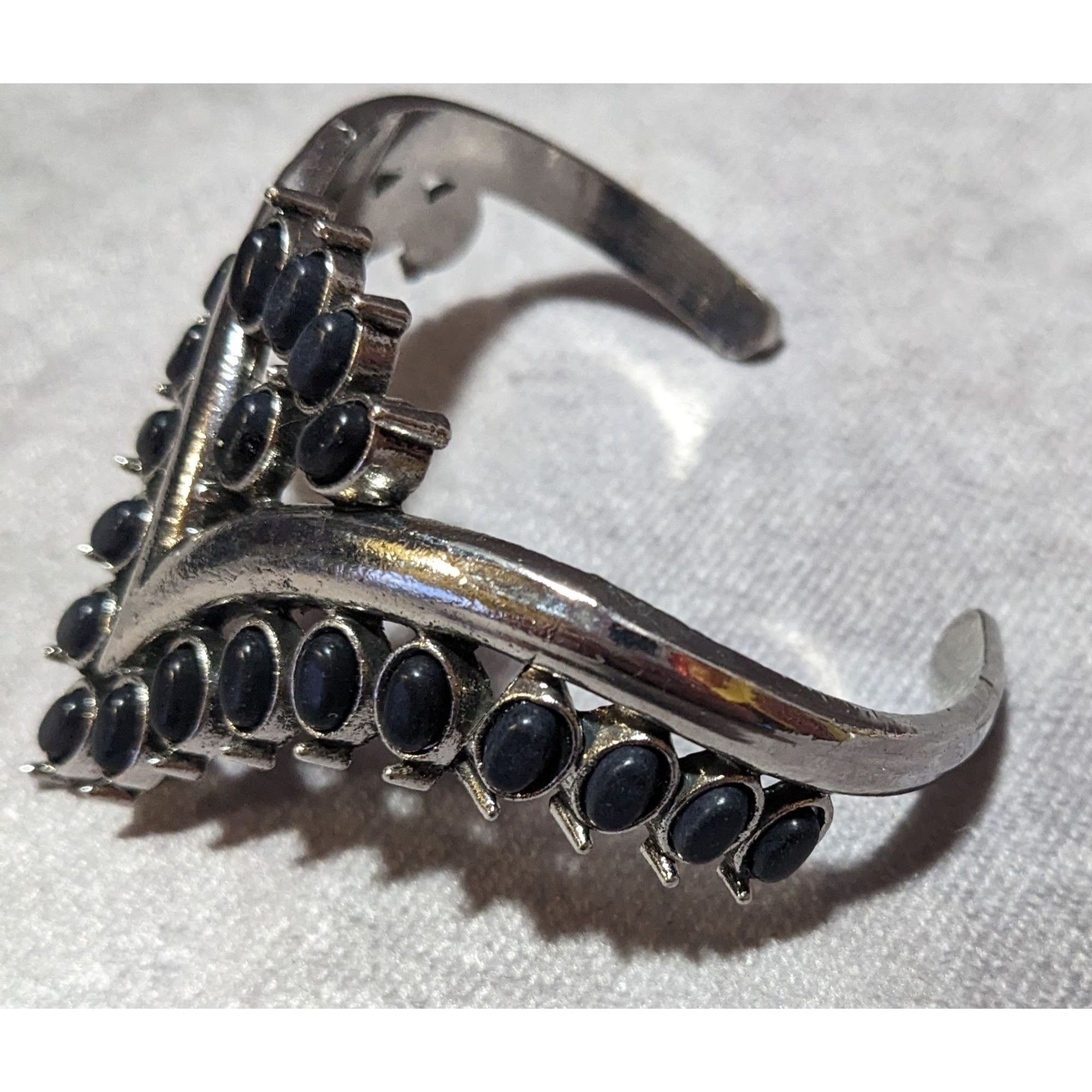 Other Gothic Vampire Black And Silver Tone Cuff Bracelet Size ONE SIZE - 7 Thumbnail