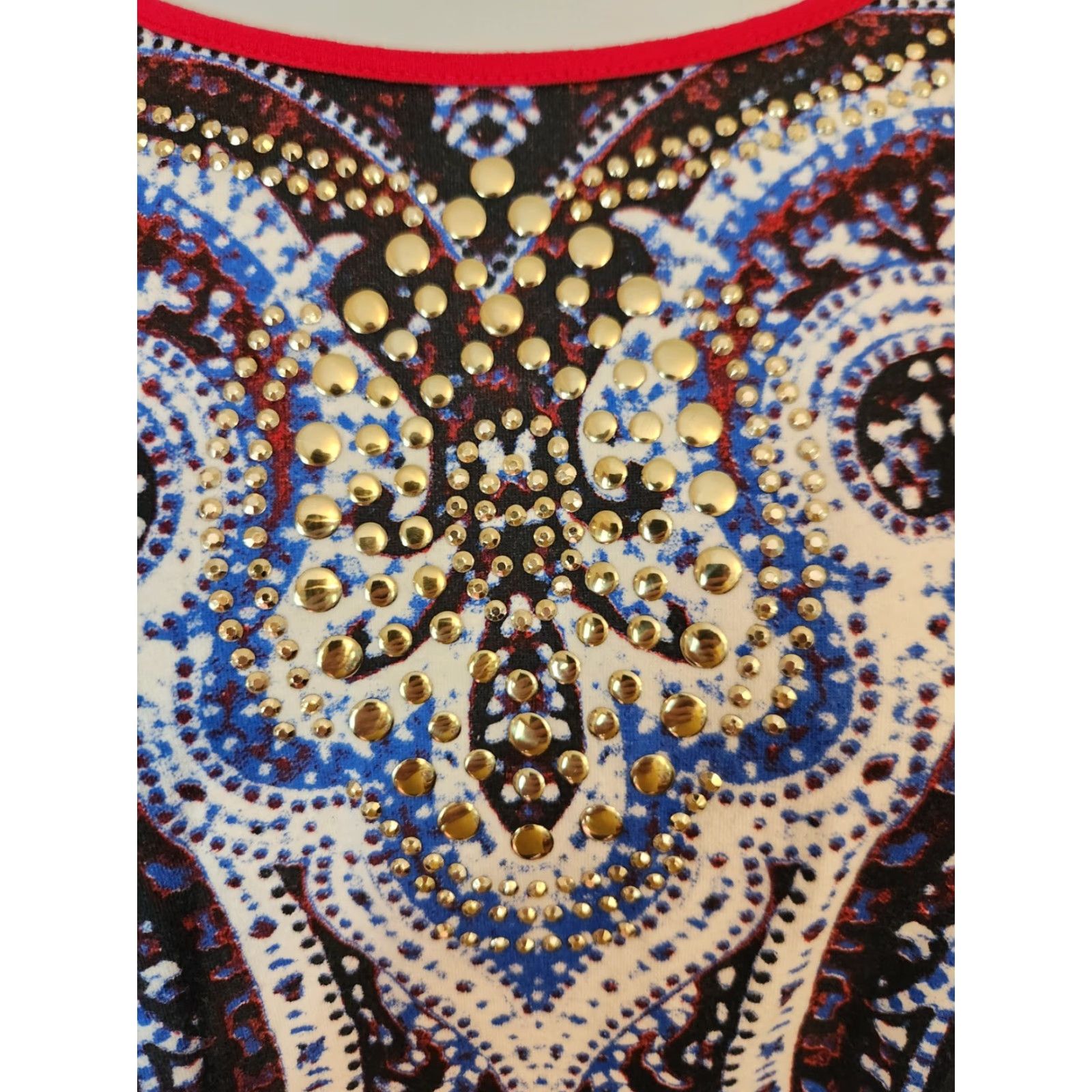 Vintage Diane Gilman Top 2X Plus Red Studded Paisley Long Sleeve Size XXL / US 16-18 / IT 52-54 - 3 Thumbnail