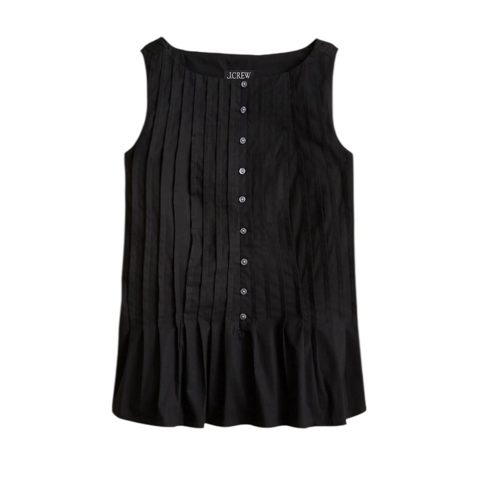 J.Crew J.CREW Pintuck Blouse Premium Cotton Poplin Black 12 NWT Size XL / US 12-14 / IT 48-50 - 3 Thumbnail