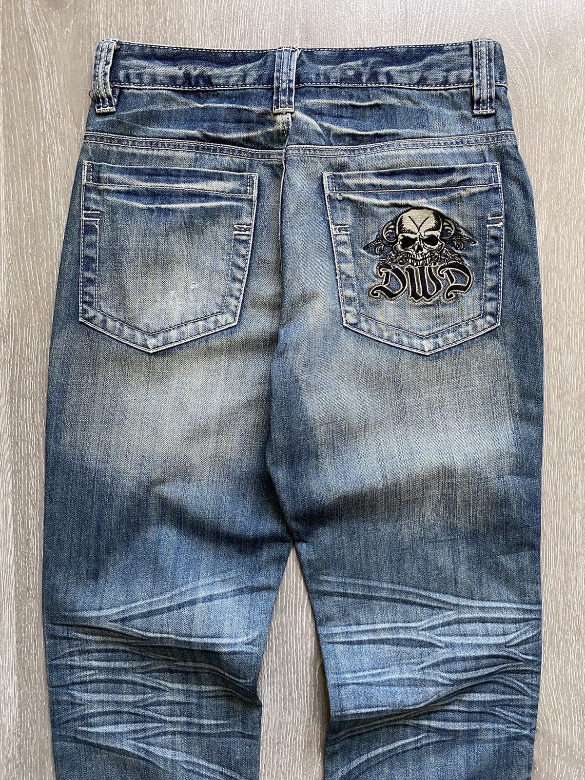 Other Y2K Here There Jeans Scull Embroidered Washed Denim Pants Size US 28 / EU 44 - 4 Thumbnail