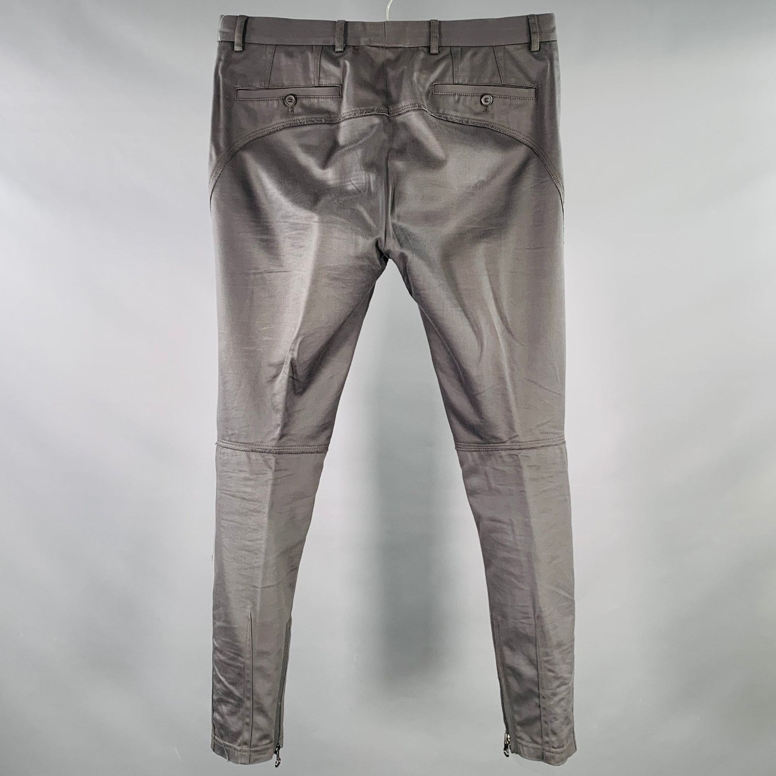 Lanvin Size 32 Grey Cotton Blend Ankle Zip Flat Front Dress Pants Size US 32 / EU 48 - 3 Thumbnail