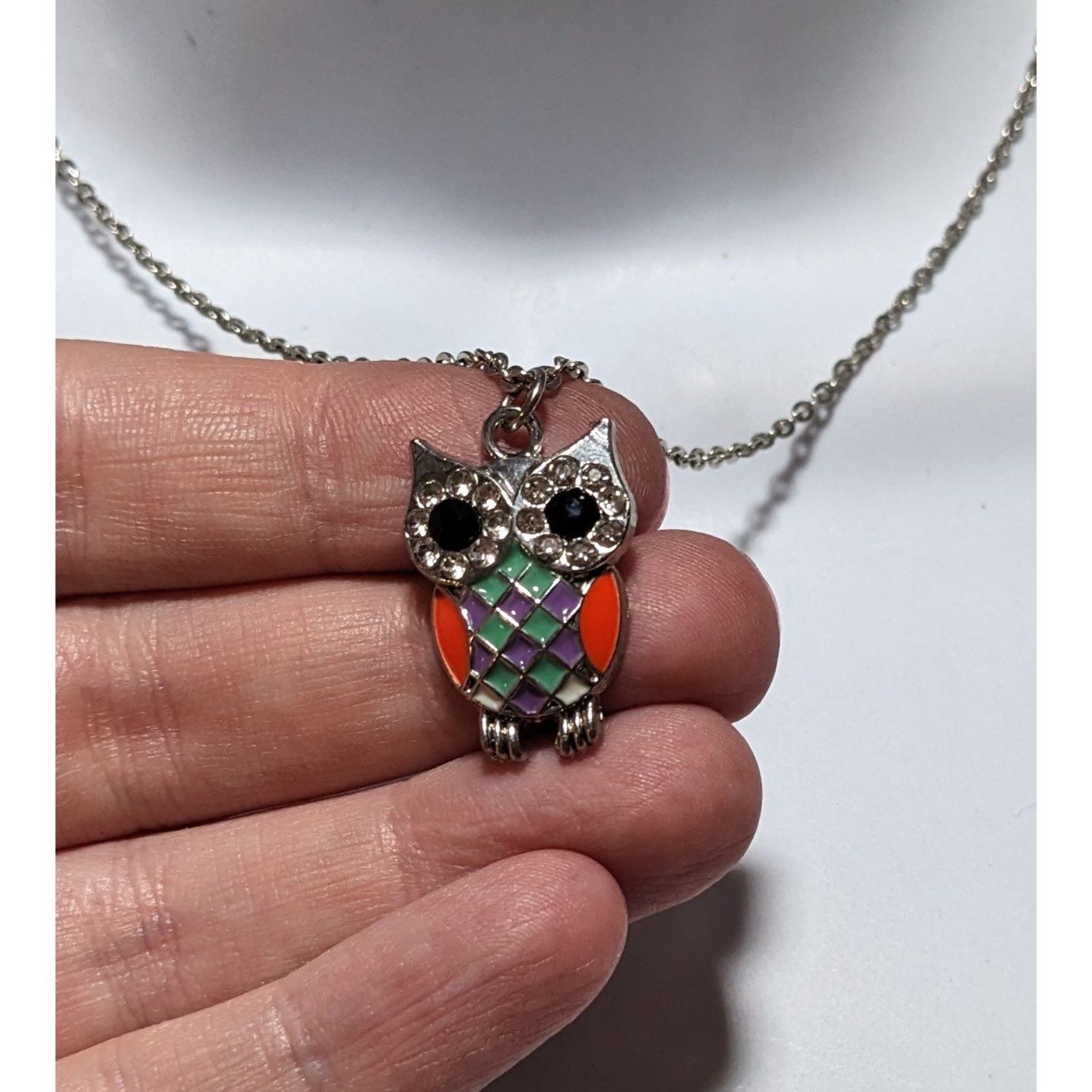 Other Rainbow Enamel Rhinestone Owl Pendant Necklace Size ONE SIZE - 6 Thumbnail