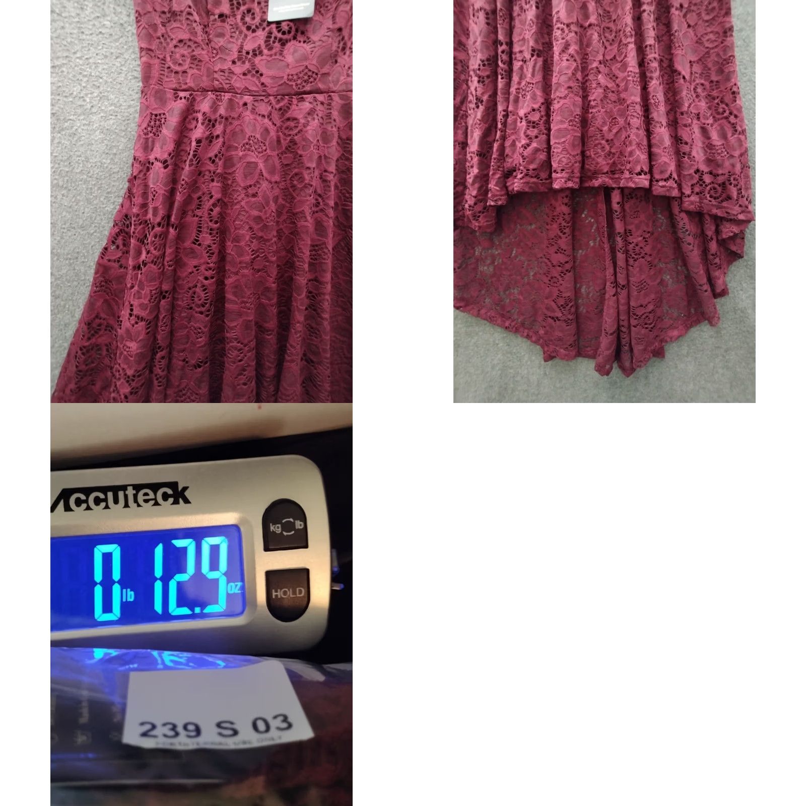 Vintage Dressystar Women's XS Lace Cocktail Dress Hi-Lo Off Shoulder Wine Red Dress Size XS / US 0-2 / IT 36-38 - 8 Thumbnail