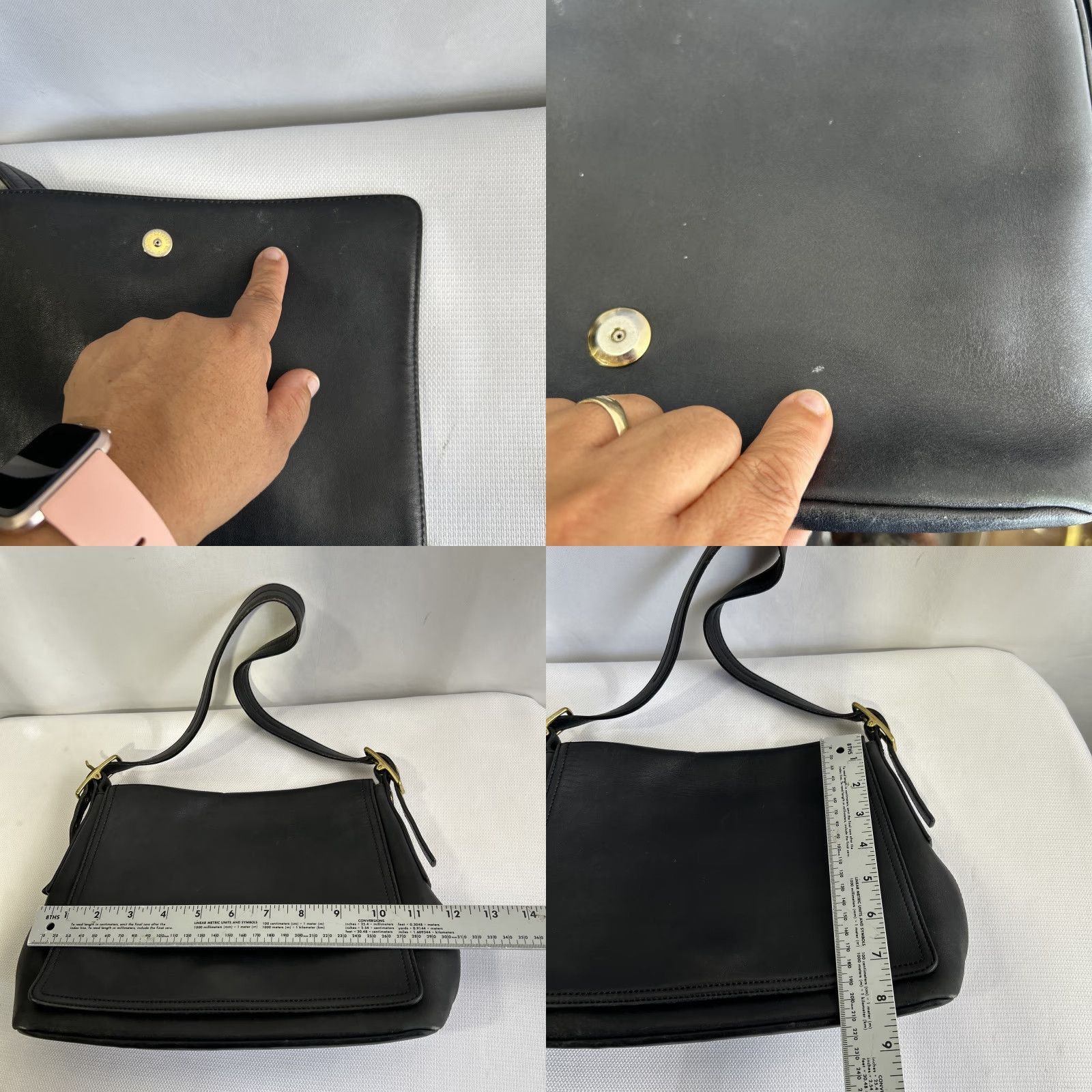 Coach VINTAGE Coach Handbag Black Hobo Bag #M2W-9828 Women Medium Leather Bag Black Brown Lining Gold Hardware Ladies Womens Size ONE SIZE - 9 Thumbnail