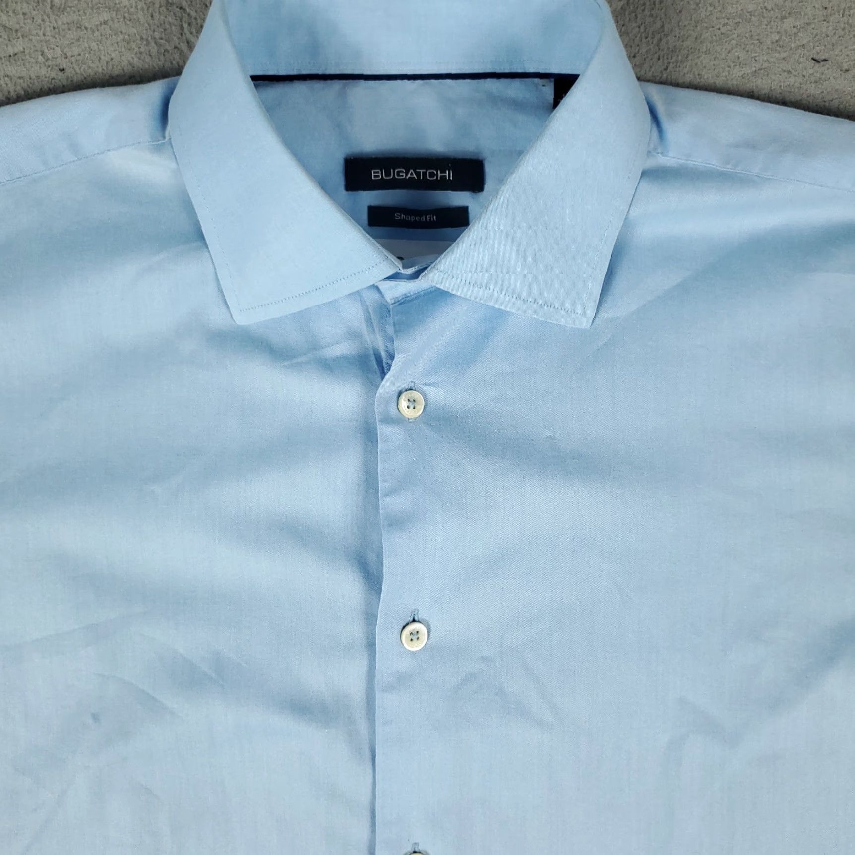 BUGATCHI Bugatchi Uomo Shirt 16.5 Light Blue Shaped Fit Dress Button Up Long Sleeve Mens Size 42R - 2 Thumbnail