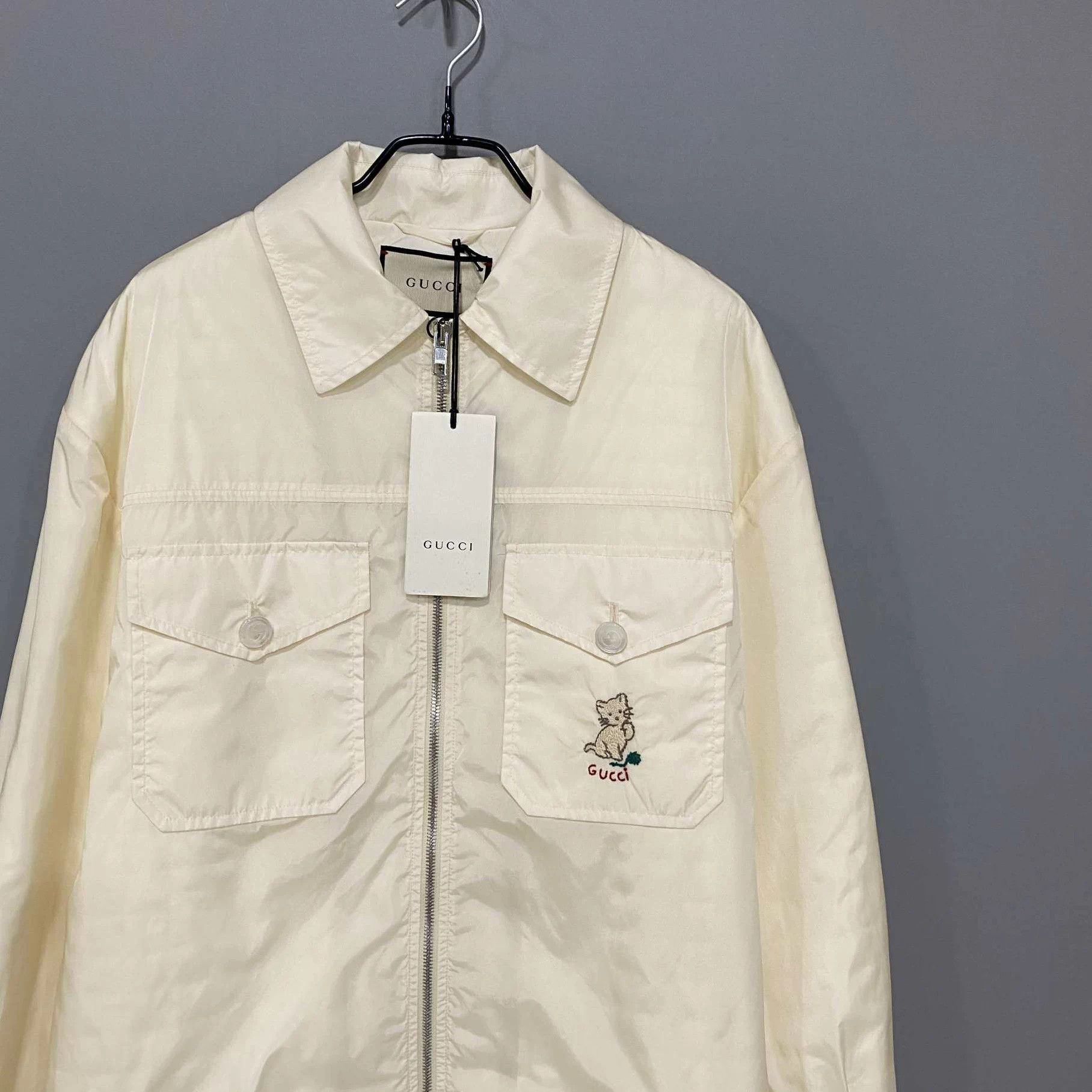 Gucci GUCCI cream kitten embroidery cotton puffer coat women's Size S / US 4 / IT 40 - 2 Thumbnail