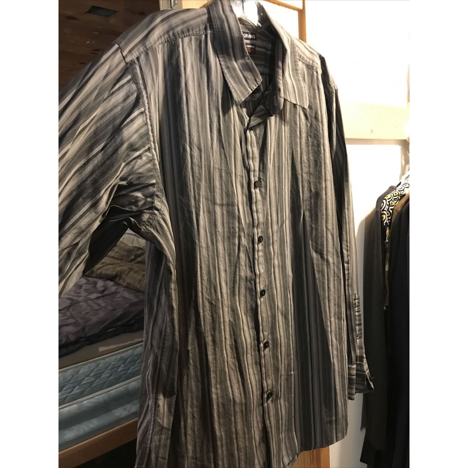 Murano Murano Modern Comfort XLA Men's XL LS Gray Striped Shirt Size US XL / EU 56 / 4 - 6 Thumbnail