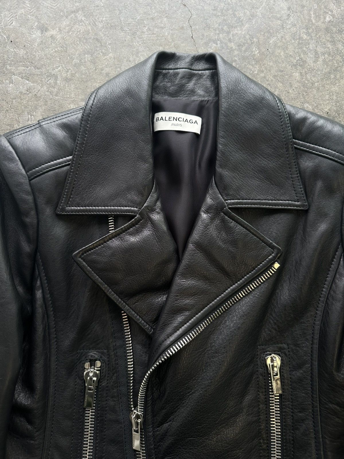 Balenciaga 2016 Balenciaga Asymmetrical Moto Leather Jacket Size S / US 4 / IT 40 - 3 Thumbnail