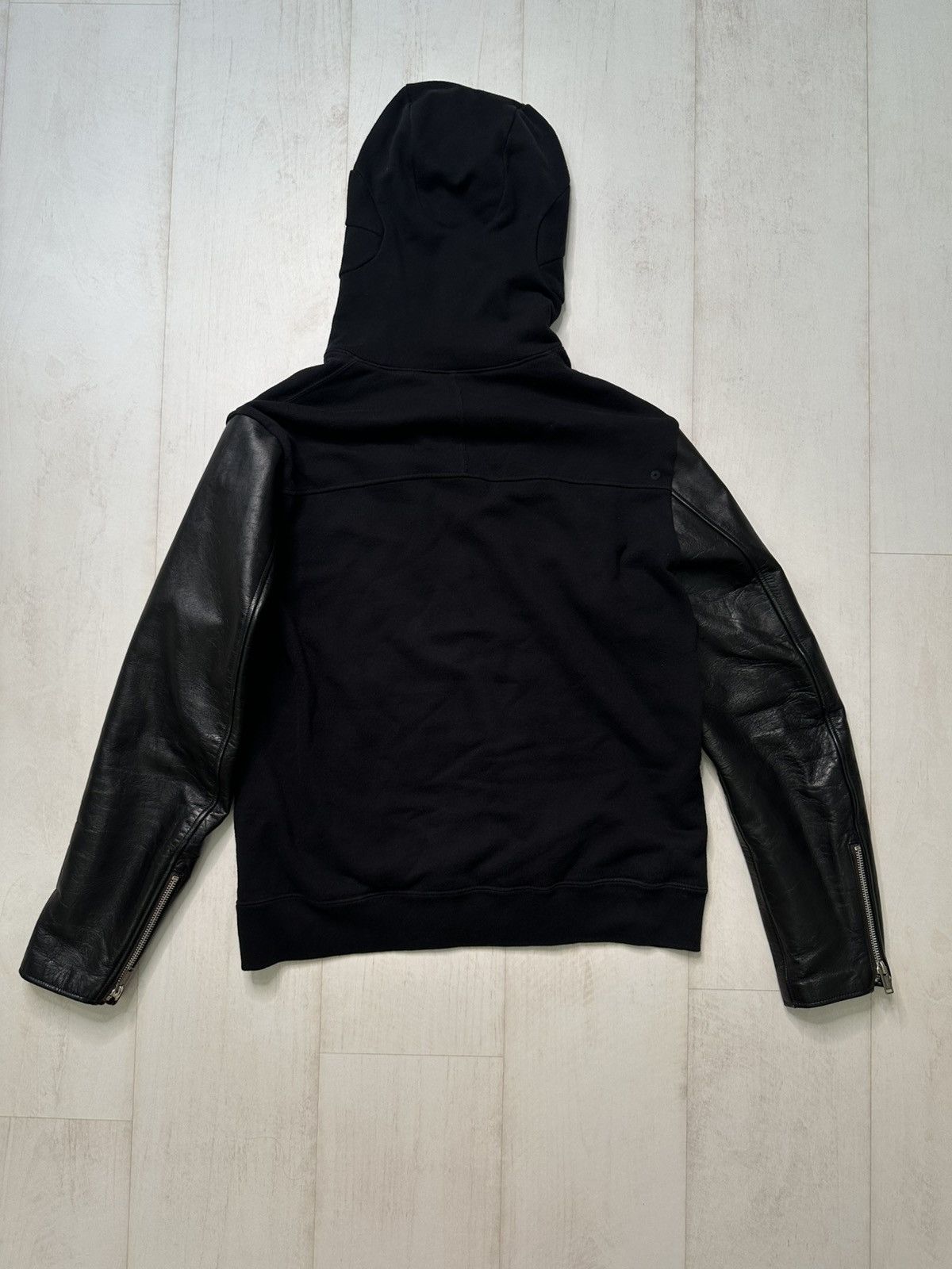 Undercover 2012 leather-sleeved hoodie J4801
