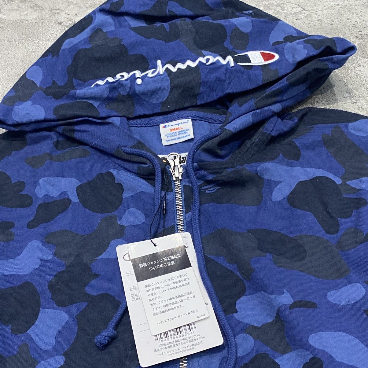 Bape × Champion Bape X Champion Blue Camo Hoodie Size US S / EU 44-46 / 1 - 4 Thumbnail