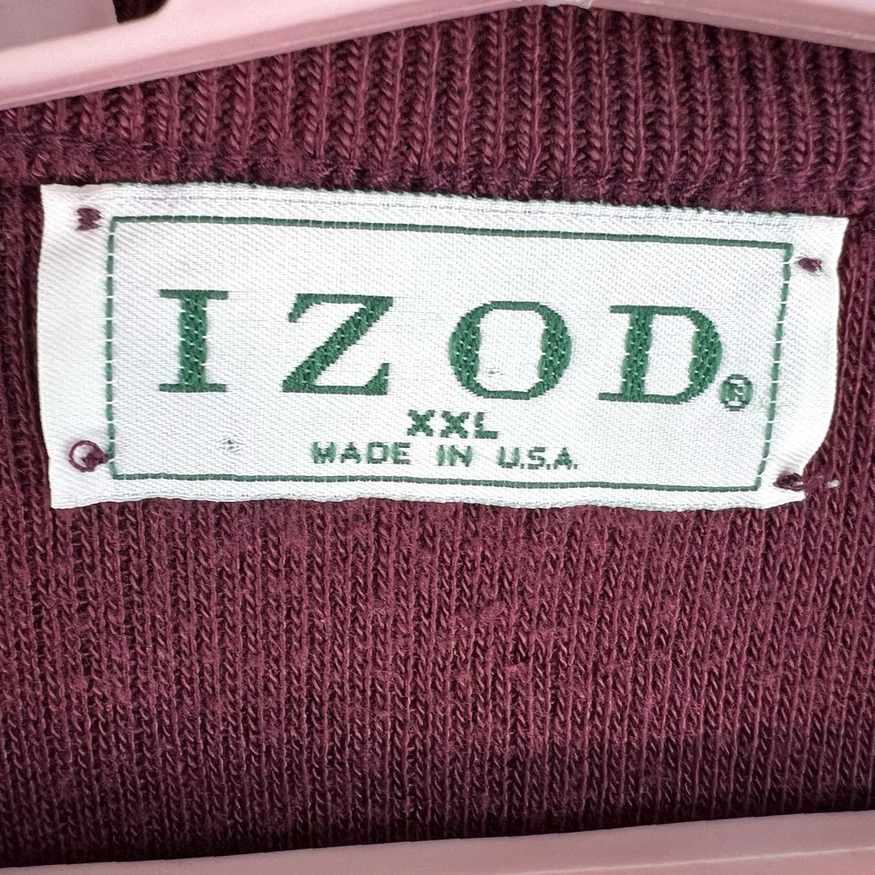 Izod VTG IZOD V-Neck Sweater Mens 2XL Maroon Knit Pullover USA Made Vintage Regular Fit Long Sleeve USA Theme Size US XXL / EU 58 / 5 - 5 Thumbnail