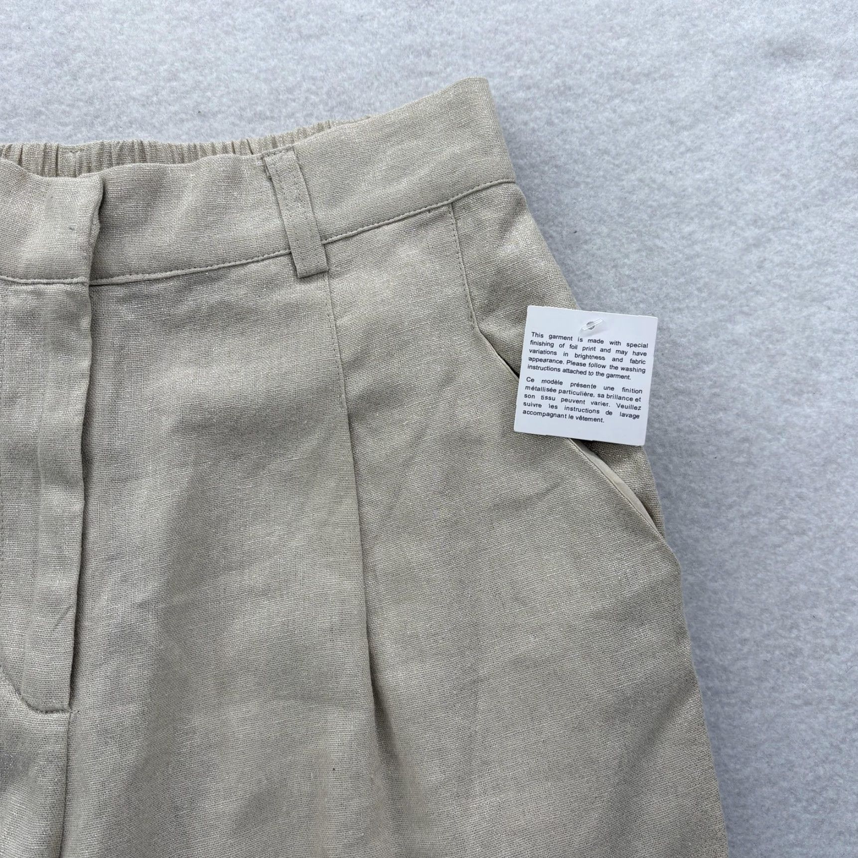 Vintage House Of Harlow 1960 Dress Pants Womens Small Gold Linen Blend Wide-Leg Crop NWT Size 28" / US 6 / IT 42 - 3 Thumbnail
