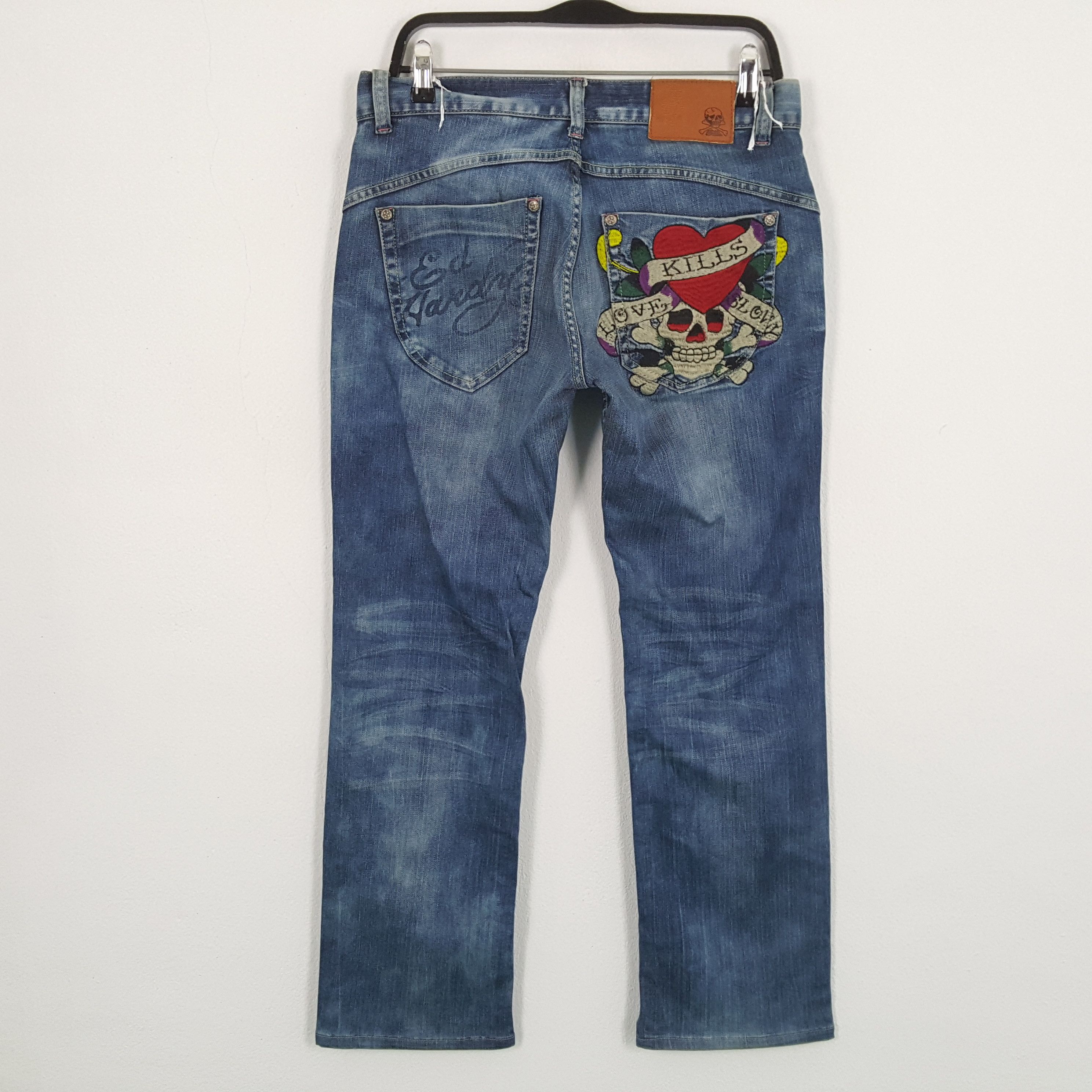 ED HARDY Skulls Design Rock Punk Streetwear Style Jeans