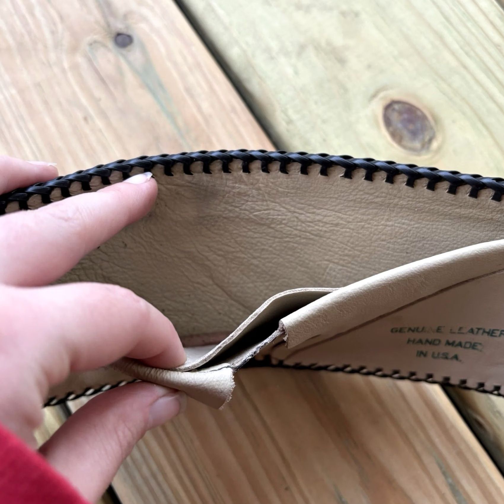 Vintage VINTAGE Leather Wallet Keep On Bikin Whipstitch Hand Tooled Motorcycle Bifold Wallet Men Brown Leather Eagle Pattern LACED Handmade United States Size ONE SIZE - 3 Thumbnail