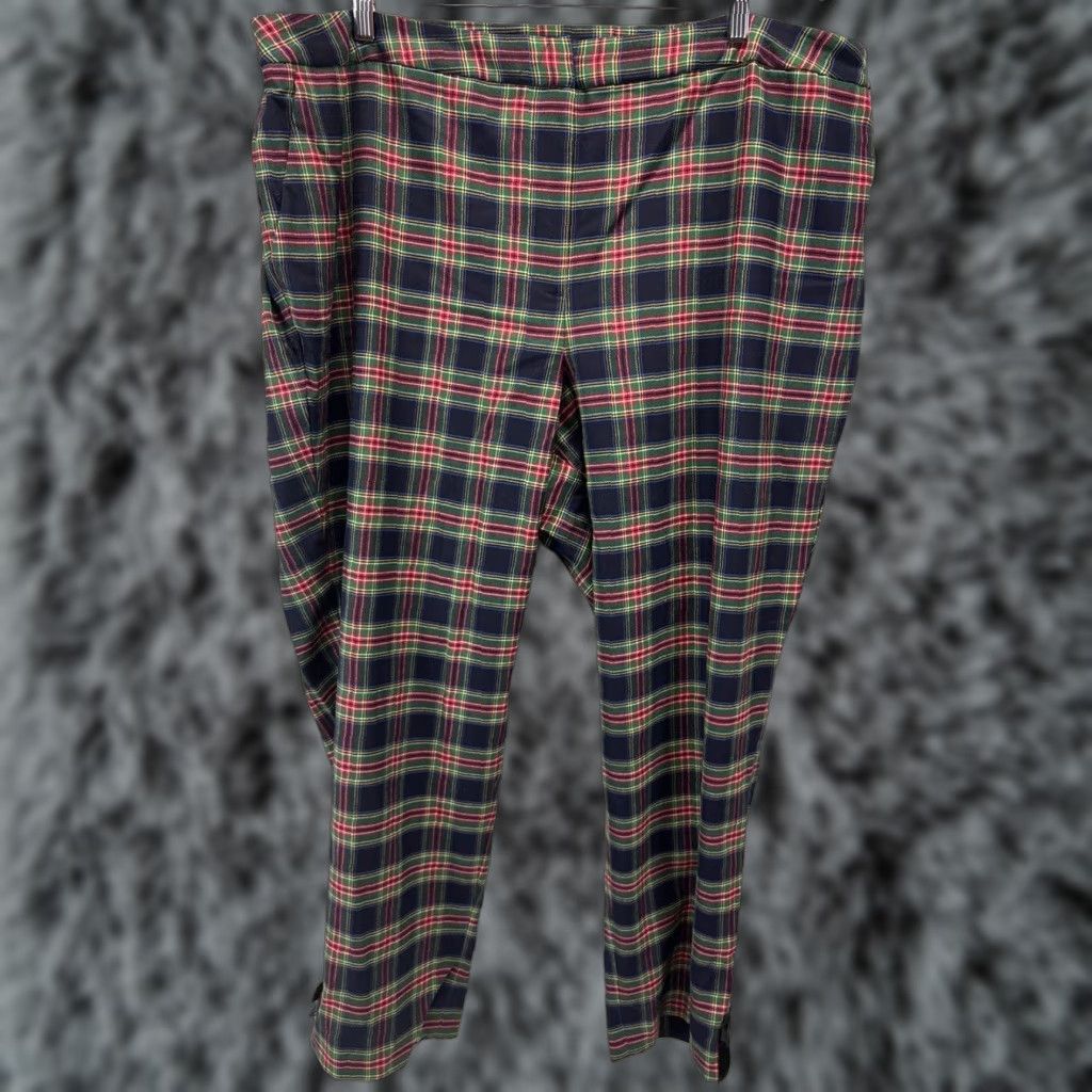 Talbots Talbots Plaid Wool Blend Pants 24W Plus Elastic Sides Tartan Bows Multicolor Womens Size 42" / US 20 - 1 Thumbnail