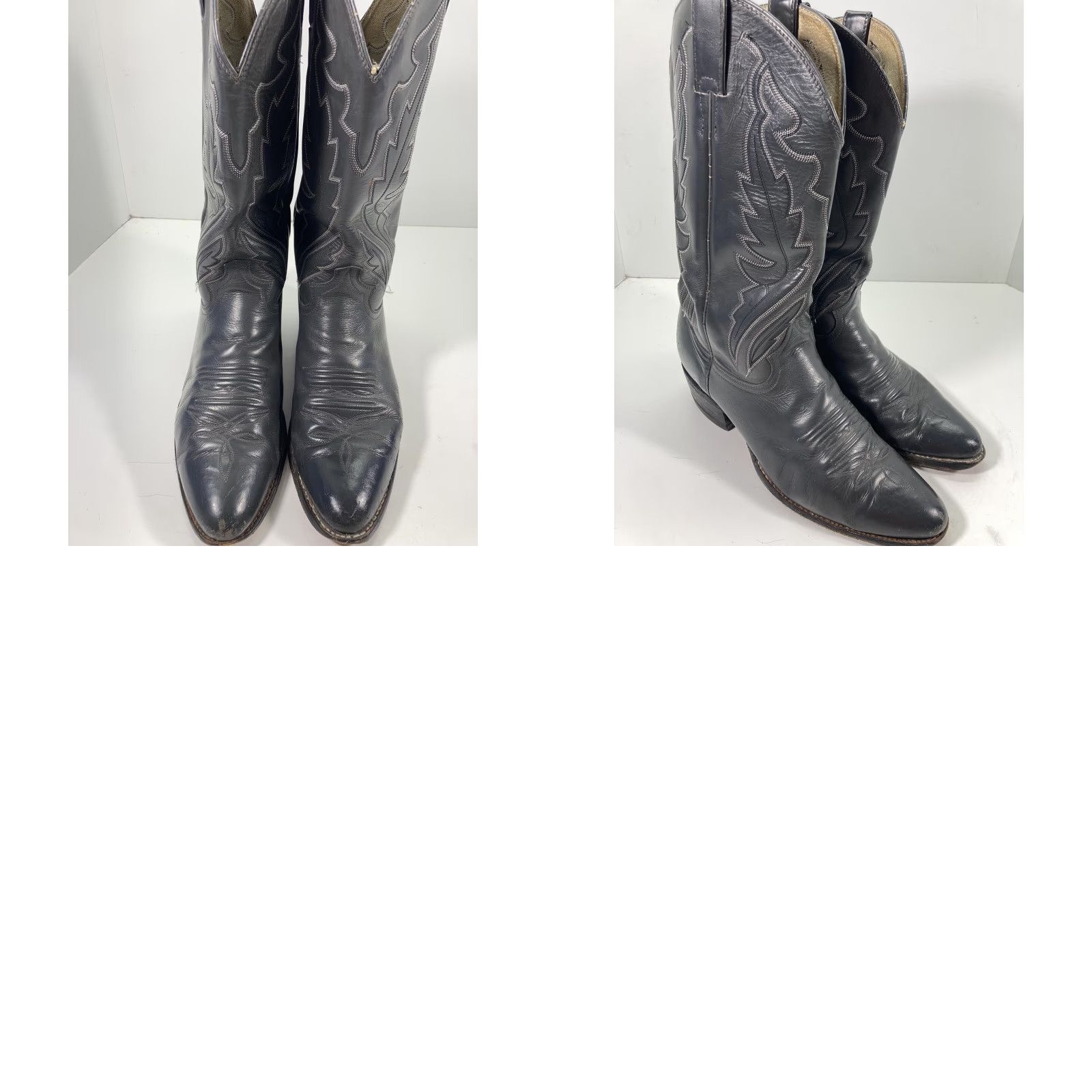 Justin Boots VINTAGE Justin Diamond J Boots Men Sz 10 D Gray Leather Round Toe Western Rodeo Mens Boots Size US 10 / EU 43 - 10 Thumbnail
