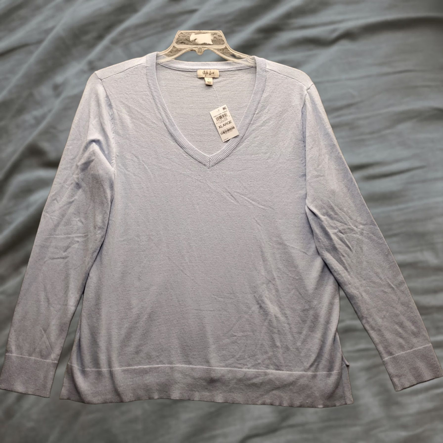 Vintage Style&co. Sweater Womens XL Frozen Blue Knit Pullover Classic Fit Long Sleeve Size XL / US 12-14 / IT 48-50 - 1 Thumbnail
