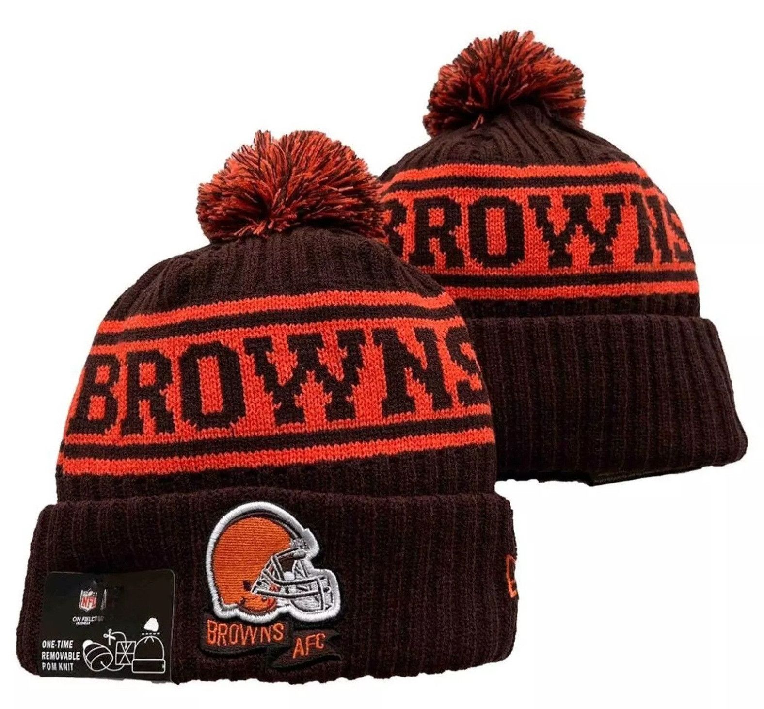 Other NWT Cleveland Browns Sports Knit Pom Beanie Fleece Lining Size ONE SIZE - 1 Thumbnail