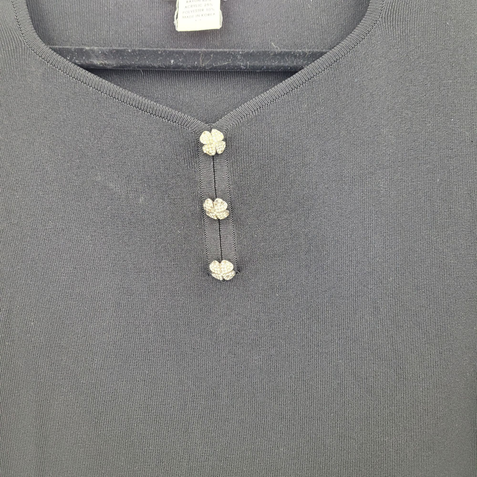 Vintage Vintage 80s Misook Black Knit Maxi Dress Rhinestone Buttons Size XL / US 12-14 / IT 48-50 - 5 Thumbnail